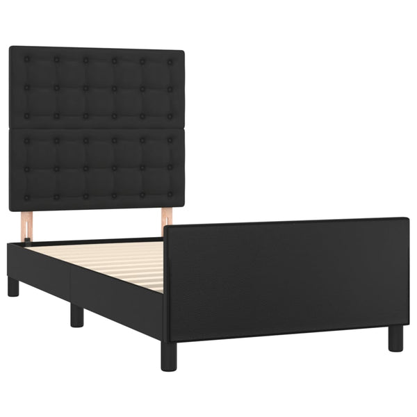 vidaXL Cadre de lit avec tête de lit Noir 90x190 cm Similicuir