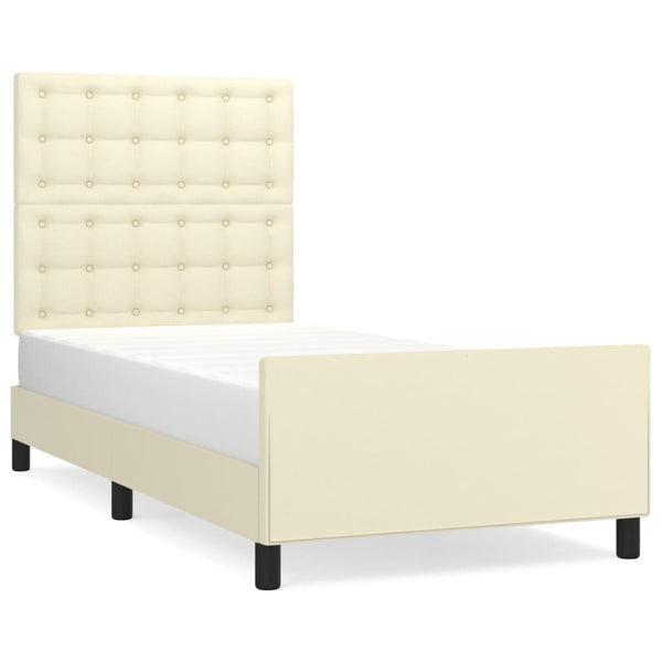vidaXL Cadre de lit avec tête de lit crème 90x190 cm similicuir