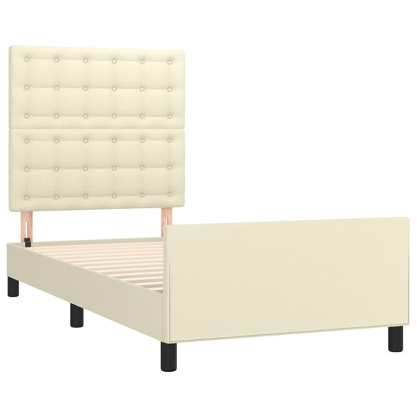 vidaXL Cadre de lit avec tête de lit crème 90x190 cm similicuir