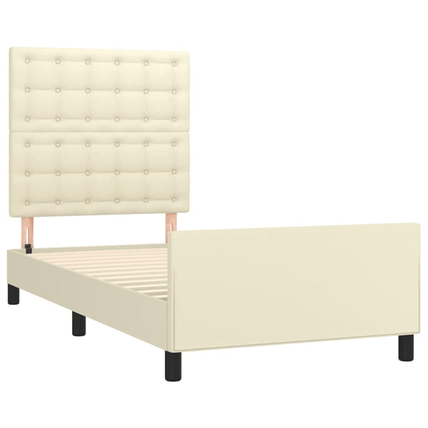 Bettgestell mit Kopfteil Creme 90x200 cm Kunstleder