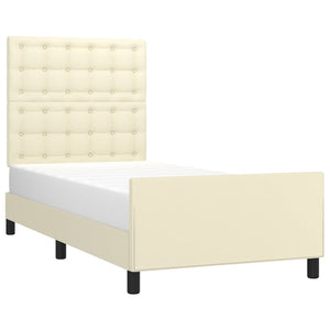 vidaXL Cadre de lit avec tête de lit Crème 100x200 cm Similicuir