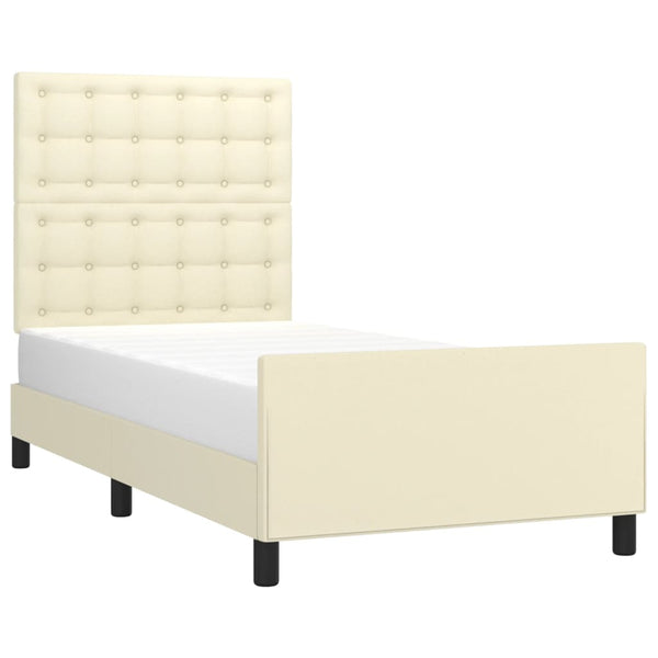 vidaXL Cadre de lit avec tête de lit Crème 100x200 cm Similicuir