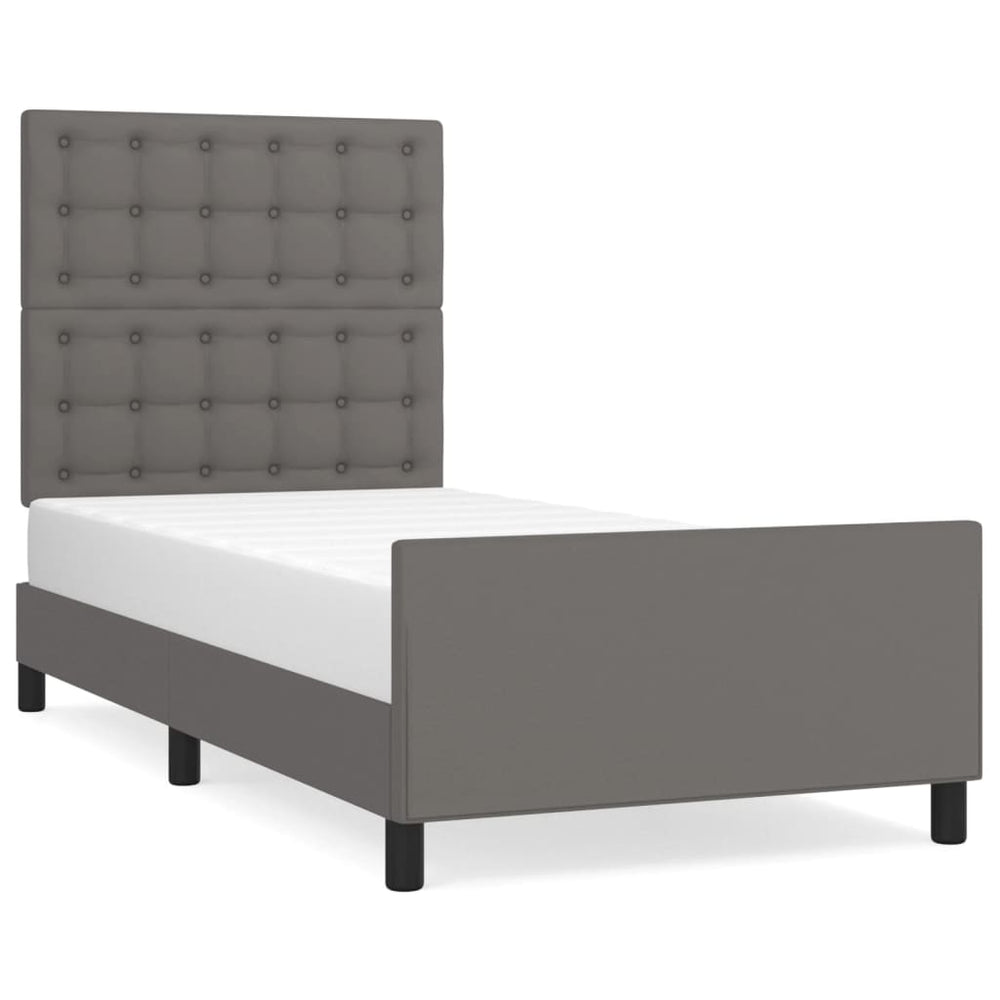Bettgestell mit Kopfteil Grau 100x200 cm Kunstleder