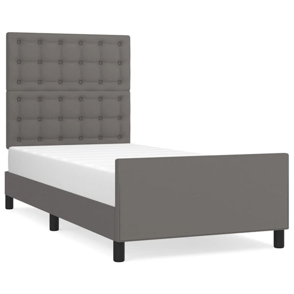 Bettgestell mit Kopfteil Grau 100x200 cm Kunstleder