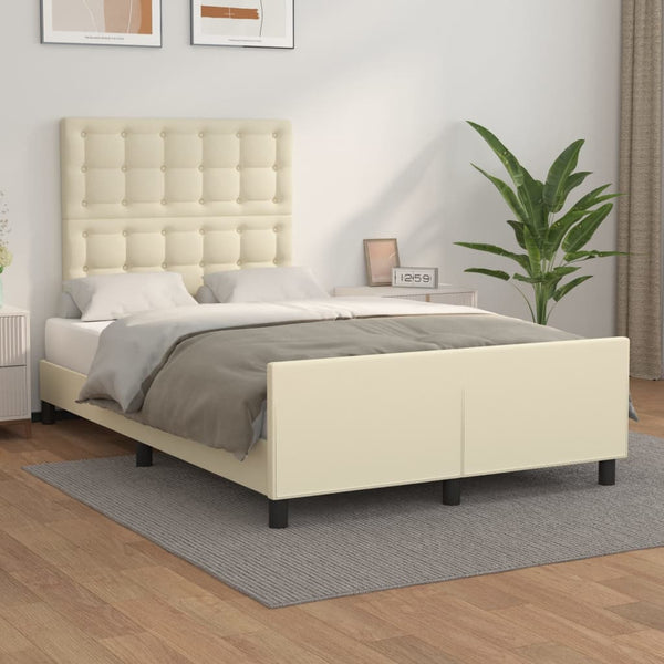 vidaXL Cadre de lit avec tête de lit Crème 120x200 cm Similicuir