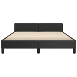 Bettgestell mit Kopfteil Schwarz 140x190 cm Kunstleder