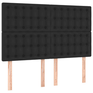 Bettgestell mit Kopfteil Schwarz 140x190 cm Kunstleder