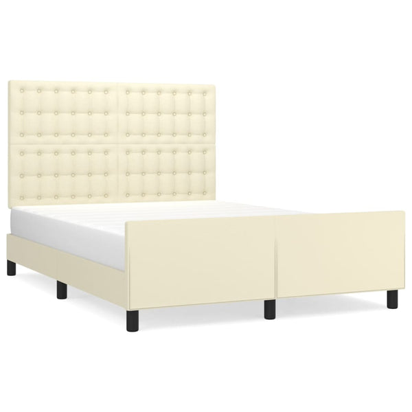 Bettgestell mit Kopfteil Creme 140x190 cm Kunstleder