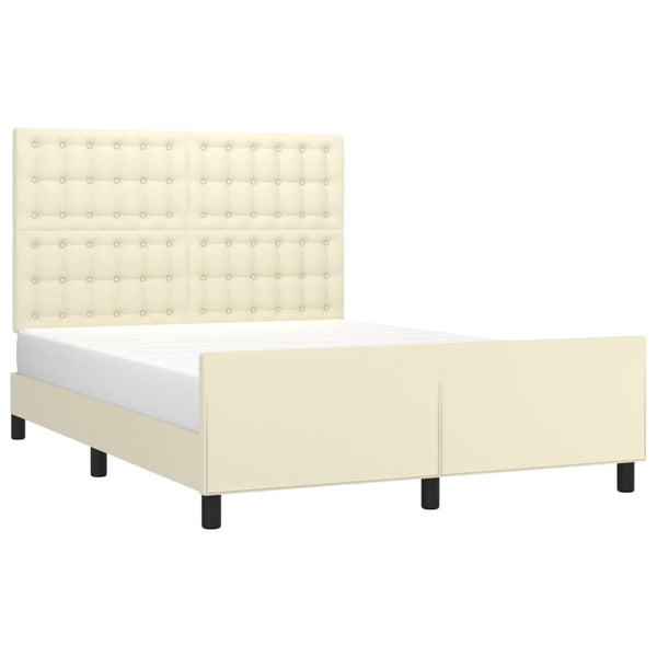 Bettgestell mit Kopfteil Creme 140x190 cm Kunstleder