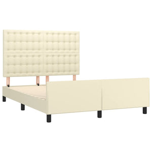 Bettgestell mit Kopfteil Creme 140x190 cm Kunstleder
