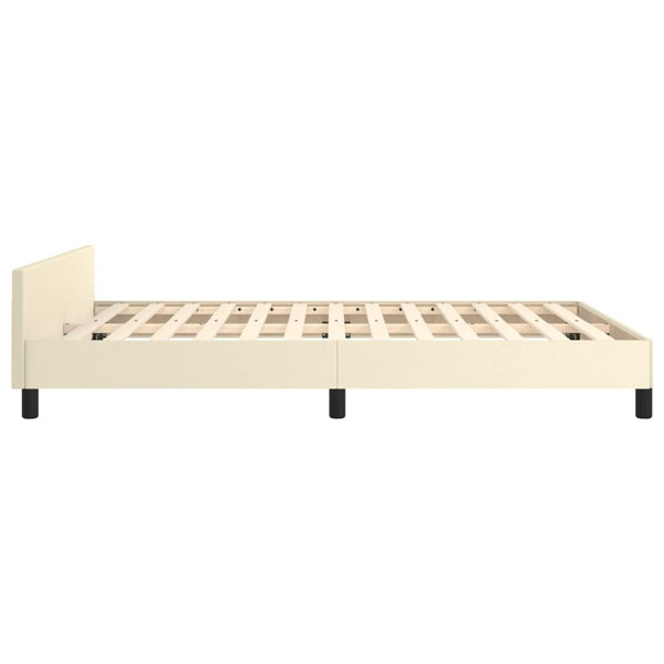 Bettgestell mit Kopfteil Creme 140x190 cm Kunstleder