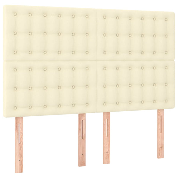 Bettgestell mit Kopfteil Creme 140x190 cm Kunstleder