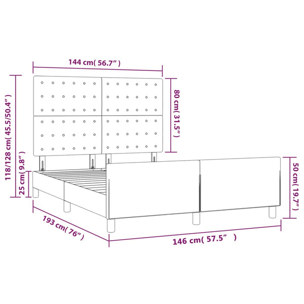 Bettgestell mit Kopfteil Cappuccino-Braun 140x190 cm Kunstleder