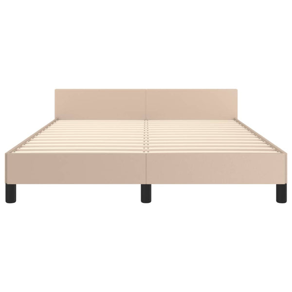 Bettgestell mit Kopfteil Cappuccino-Braun 140x190 cm Kunstleder