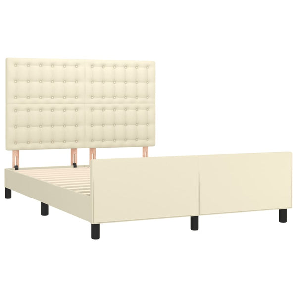Bettgestell mit Kopfteil Creme 140x200 cm Kunstleder
