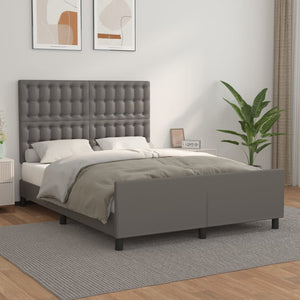 vidaXL Cadre de lit avec tête de lit Gris 140x200 cm Similicuir