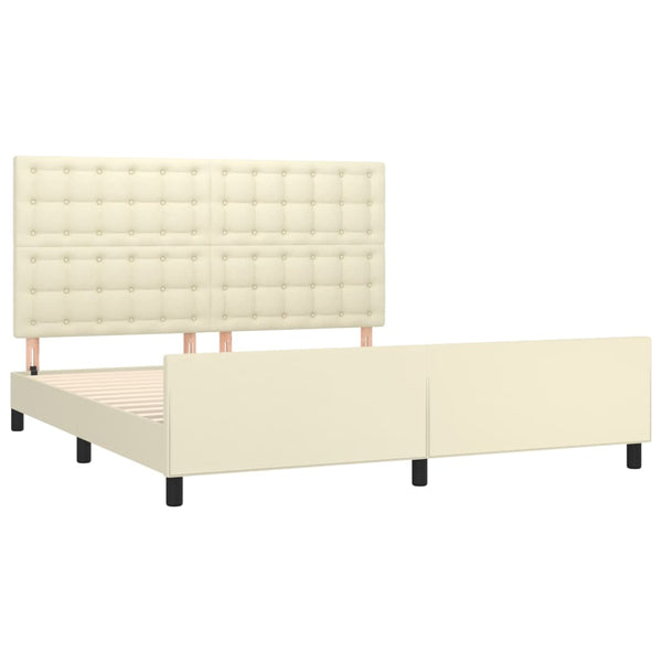 Bettgestell mit Kopfteil Creme 160x200 cm Kunstleder