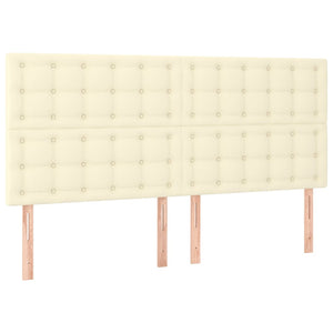 Bettgestell mit Kopfteil Creme 160x200 cm Kunstleder