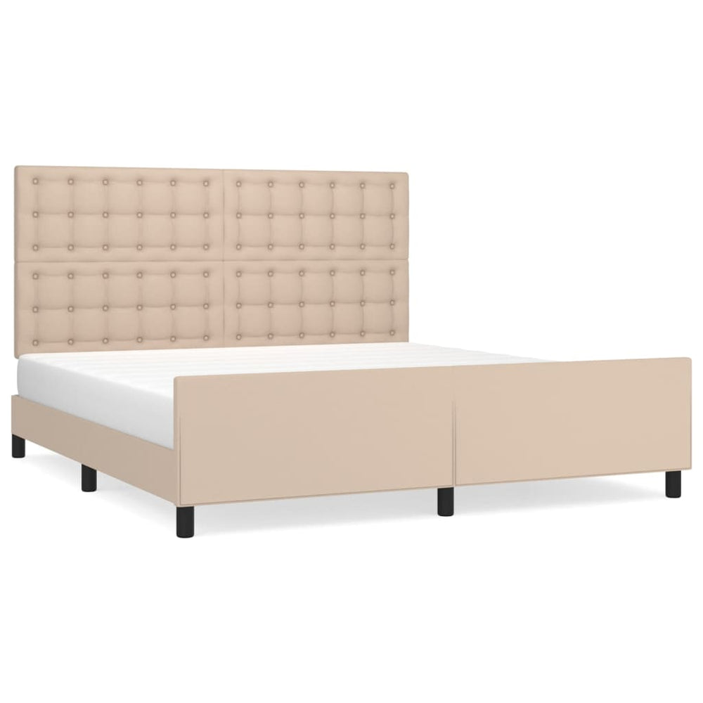 vidaXL Cadre de lit avec tête de lit marron cappuccino 160x200 cm similicuir