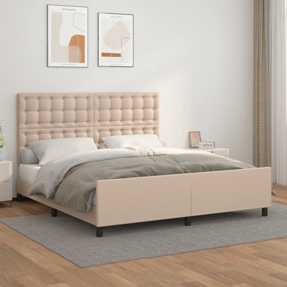 vidaXL Cadre de lit avec tête de lit marron cappuccino 160x200 cm similicuir