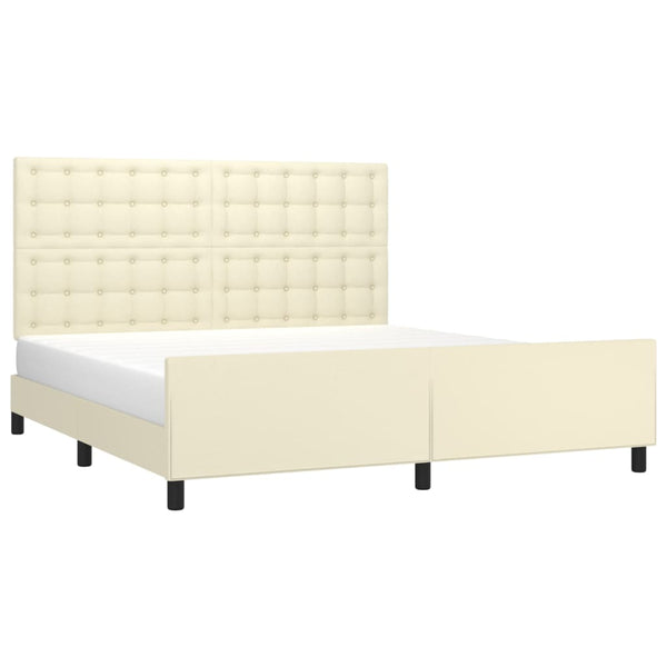 vidaXL Cadre de lit avec tête de lit crème 180x200 cm similicuir