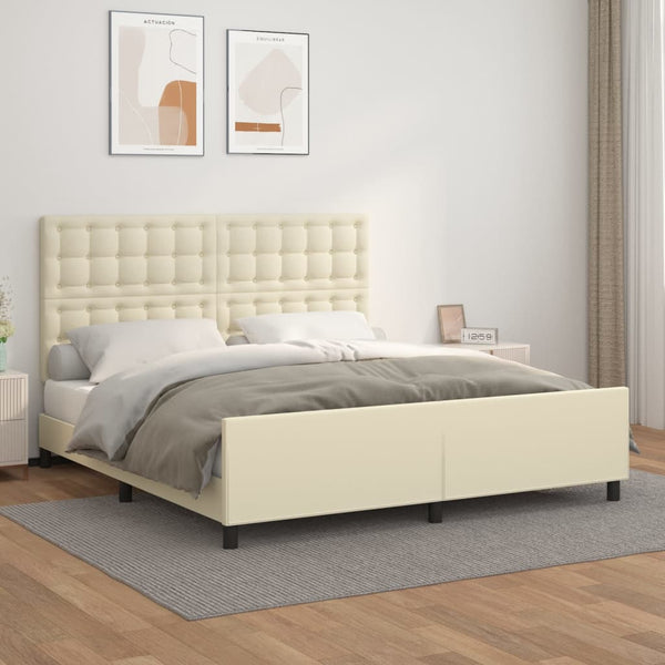 vidaXL Cadre de lit avec tête de lit crème 180x200 cm similicuir