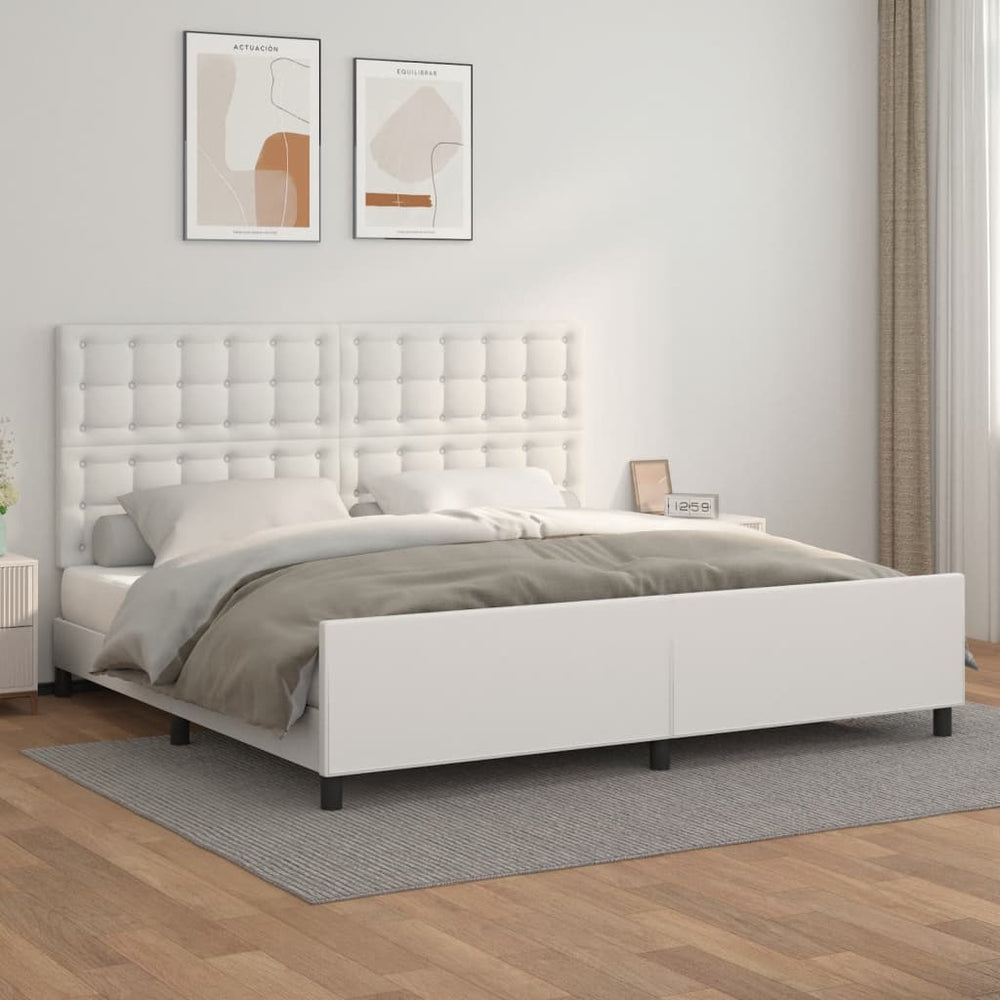 vidaXL Cadre de lit avec tête de lit Blanc 200x200 cm Similicuir