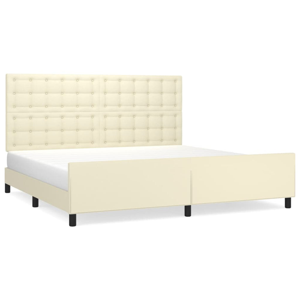 vidaXL Cadre de lit avec tête de lit crème 200x200 cm similicuir