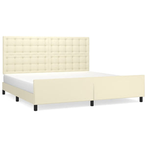 vidaXL Cadre de lit avec tête de lit crème 200x200 cm similicuir