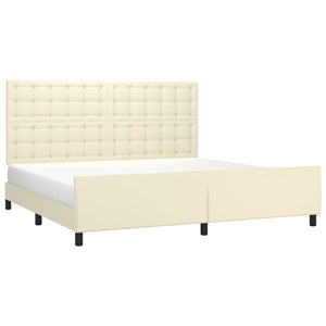 vidaXL Cadre de lit avec tête de lit crème 200x200 cm similicuir