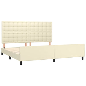 vidaXL Cadre de lit avec tête de lit crème 200x200 cm similicuir