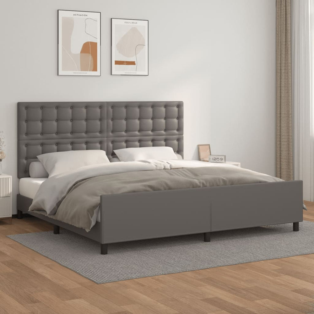 vidaXL Cadre de lit avec tête de lit gris 200x200 cm similicuir