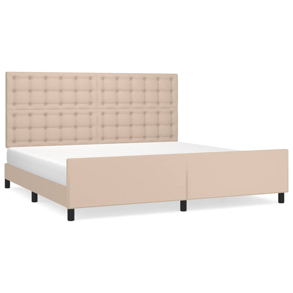 vidaXL Cadre de lit avec tête de lit marron cappuccino 200x200 cm similicuir