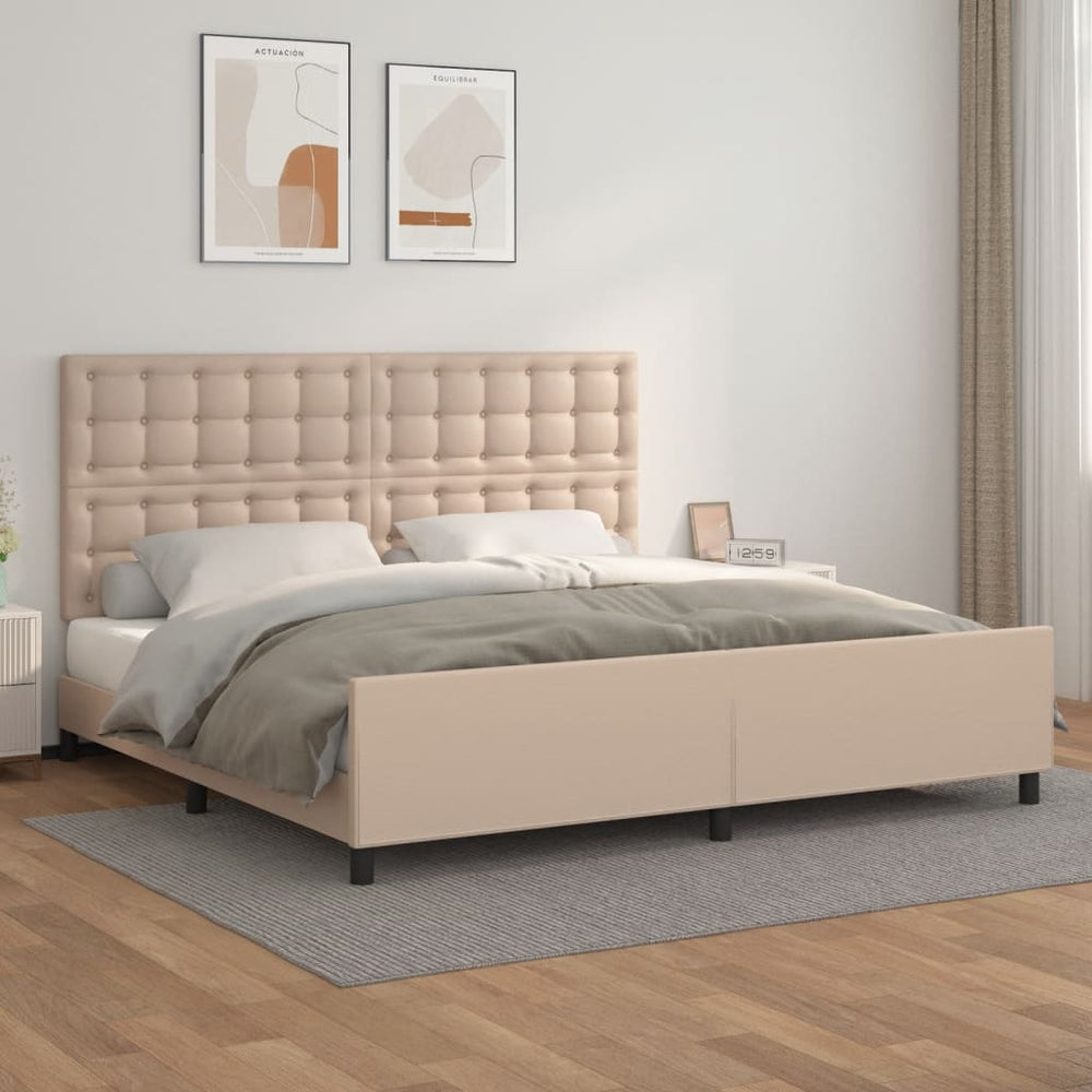 vidaXL Cadre de lit avec tête de lit marron cappuccino 200x200 cm similicuir