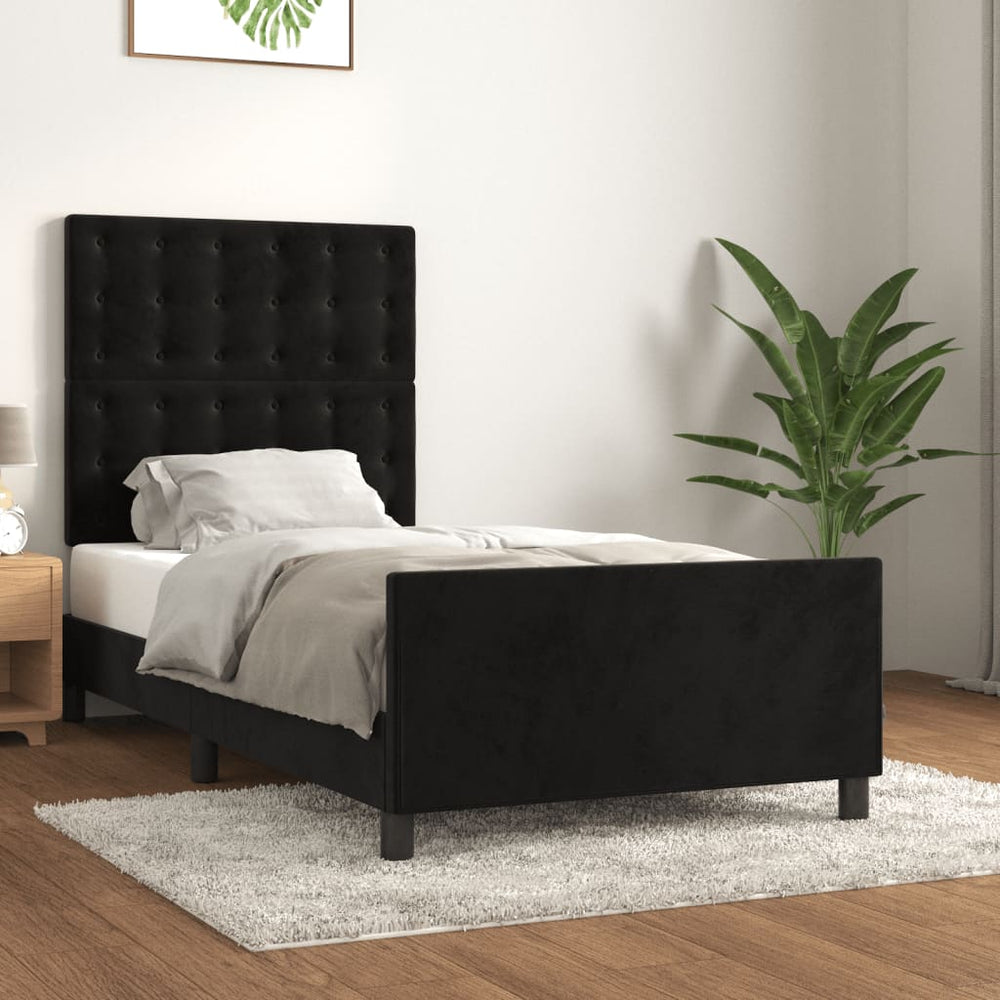 vidaXL Cadre de lit avec tête de lit noir 80x200 cm velours