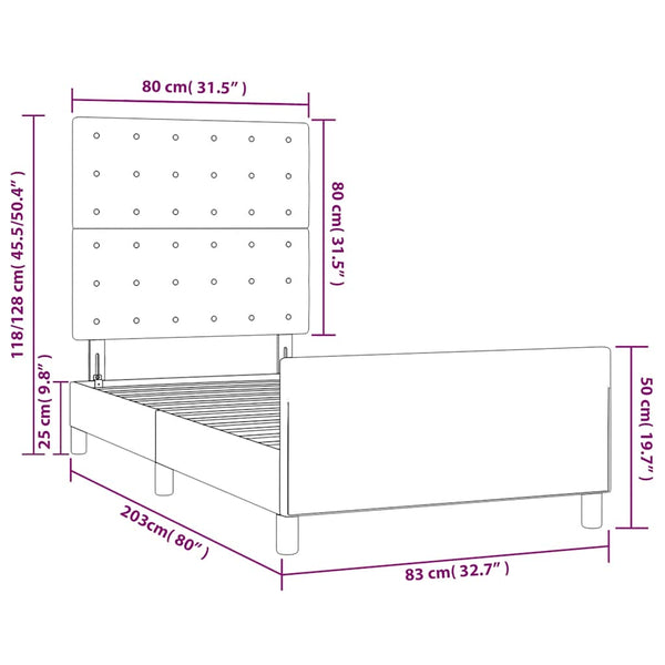 Bettgestell ohne Matratze Dunkelgrün 80x200 cm Samt