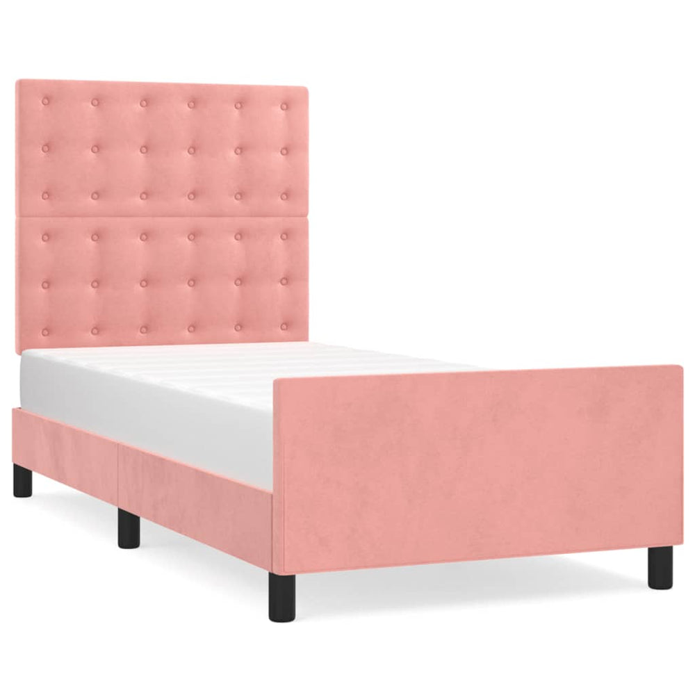 vidaXL Cadre de lit avec tête de lit rose 80x200 cm Velours