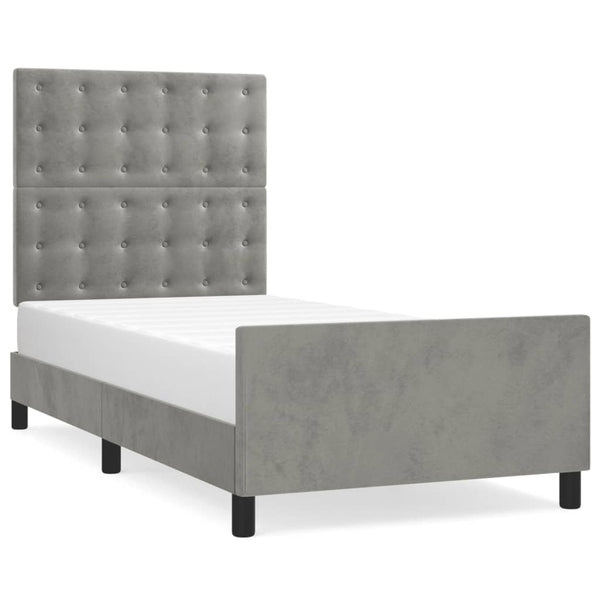 vidaXL Bed Frame without Mattress Light Grey 90x190 cm Velvet