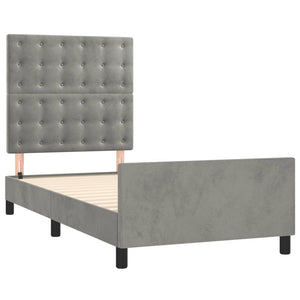 vidaXL Bed Frame without Mattress Light Grey 90x190 cm Velvet