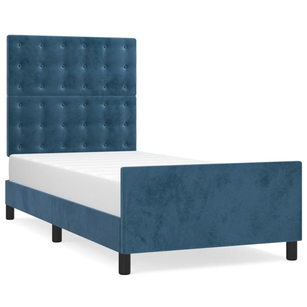 vidaXL Cadre de lit sans matelas Bleu foncé 90x190 cm Velours