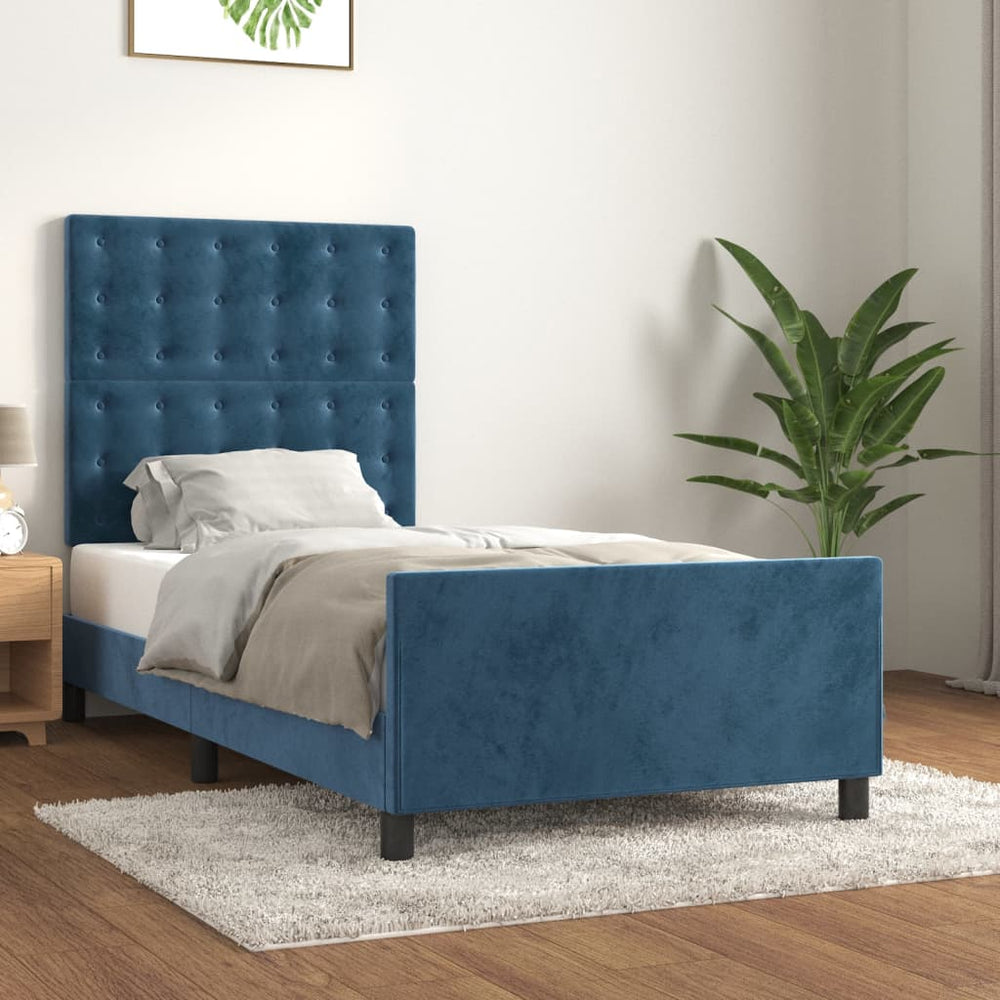 vidaXL Cadre de lit sans matelas Bleu foncé 90x190 cm Velours
