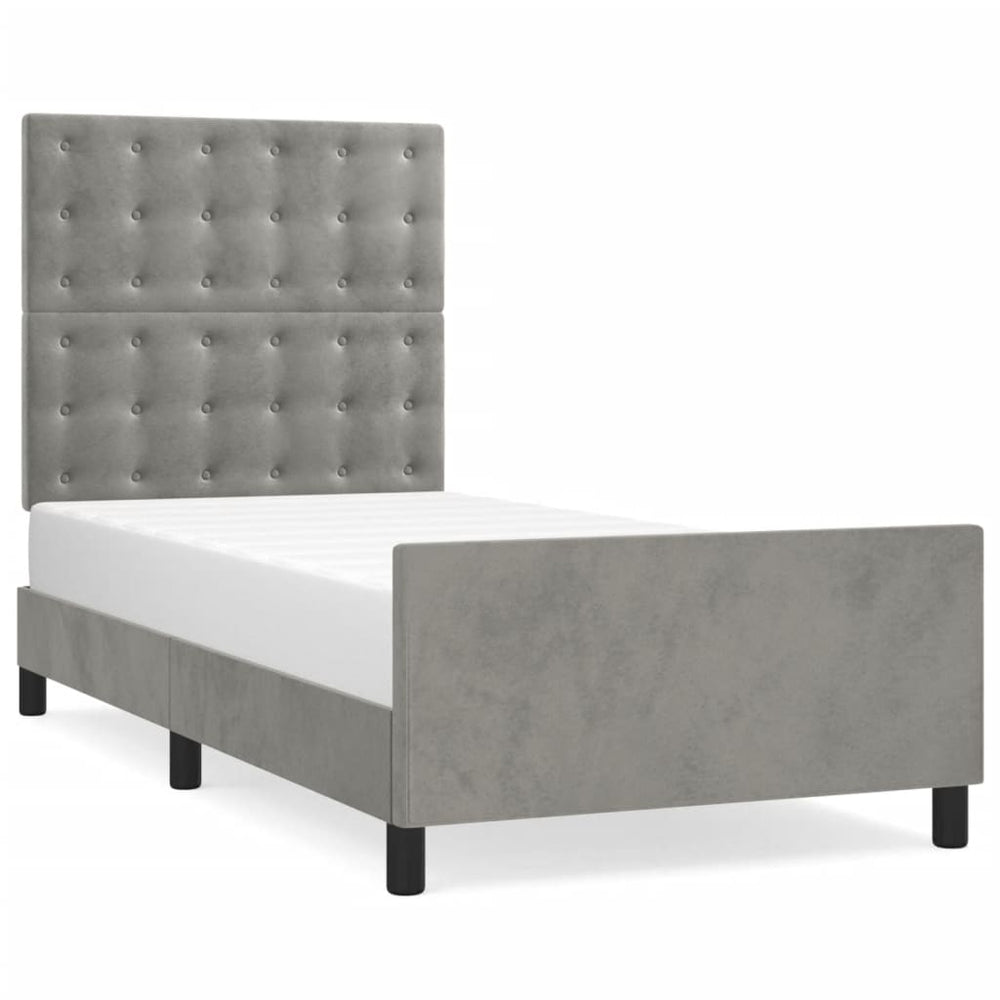 vidaXL Cadre de lit sans matelas Gris clair 90x200 cm Velours