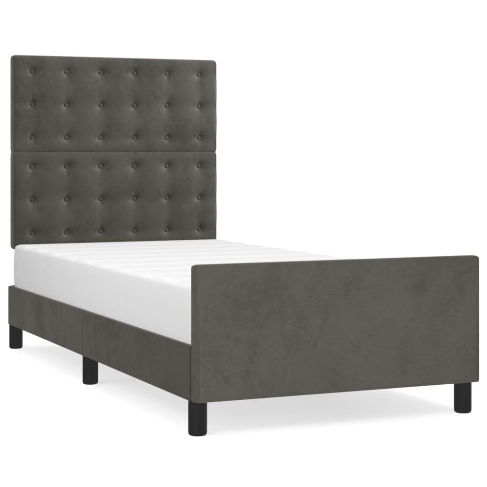 vidaXL Cadre de lit sans matelas Gris foncé 90x200 cm Velours