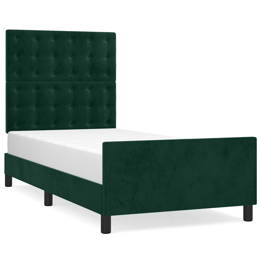 vidaXL Cadre de lit sans matelas Vert foncé 90x200 cm Velours