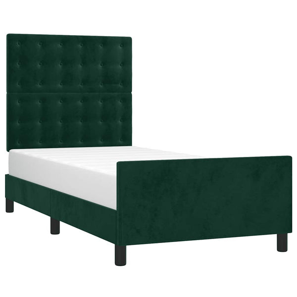Bettgestell ohne Matratze Dunkelgrün 90x200 cm Samt