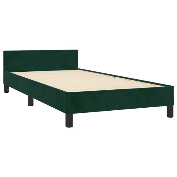 Bettgestell ohne Matratze Dunkelgrün 90x200 cm Samt