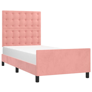 vidaXL Bed Frame with Headboard Pink 90x200 cm Velvet