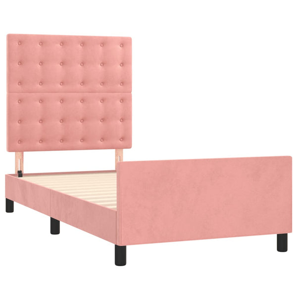 vidaXL Bed Frame with Headboard Pink 90x200 cm Velvet