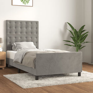 vidaXL Bed Frame without Mattress Light Grey 100x200 cm Velvet