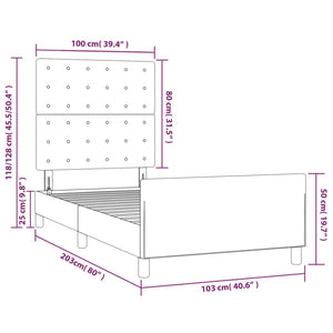 Bettgestell ohne Matratze Dunkelgrau 100x200 cm Samt